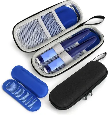 Produktbild von Insulintasche 20 x 7 x 2 cm, schwarz, 2 Gel Fächer, für Diabetiker