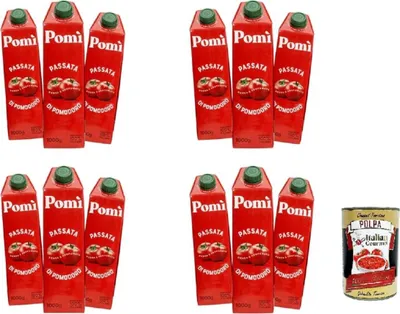 Produktbild von Pomì Passata di Pomodoro, 1L Packung, 12 Stück, Italienische Tomatenpüree,+ Italian Gourmet polpa 400g