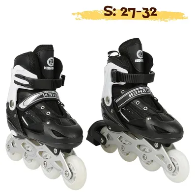 Produktbild von Kinder Inlineskates - Verstellbare Rollschuhe - Große Rollen - Unisex - Rutschfest - Größe S - Schwarz