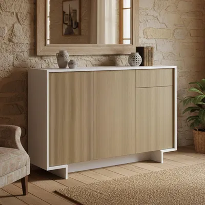 Productafbeelding van Arius - Dressoir, 134x35x87h cm Wit, één Lade  Italy