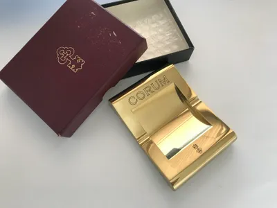 Produktbild von Neuer Vintage Corum Gold Aschbecher mit Originalbox