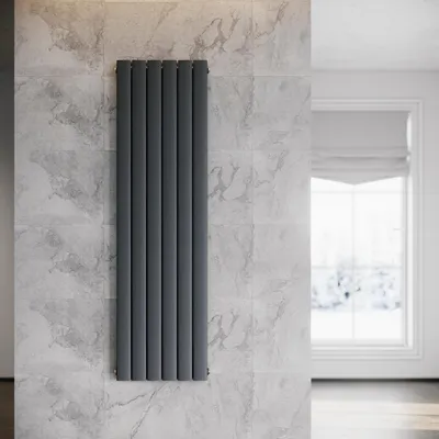 Obrázek produktu pro SONNI Vertikální designový panelový radiátor, dvouvrstvý, antracitový, 1600 × 465 mm, bez topného tělesa