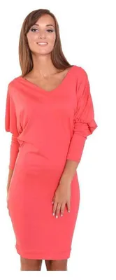 Produktbild von Damen Kleid Mini-Kleid mit Fledermaus Ärmel; Koralle S/M 36/38