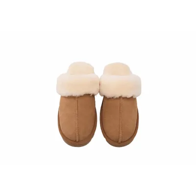 Produktbild von Damen Pantoffeln Slipper aus m australischem Lammerfell Plüsch Hausschuhe Braun 38