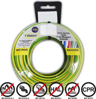 Image de Fil électrique Flexible 4mm Bicouleur, Sans Halogène, 25m - Edm