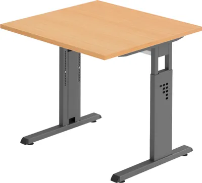 Produktbild von bümö Schreibtisch Serie-O - Nachbildung: Buche, Größe:  80 x 80 cm, Gestell: Graphit