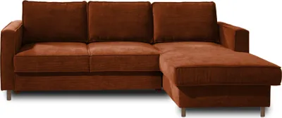 Produktbild von Lisa Design JAKE, Ecksofa mit Schlaffunktion, mit Bettkasten, 4-Sitzer, aus Velours, rechts , Rostfarben