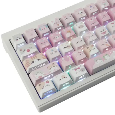 Productafbeelding van PBT Keycap Set met Meow Meow Squad Motief voor Mechanische Toetsenborden