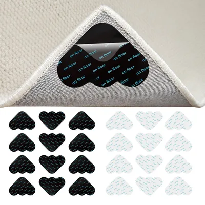 Antirutschmatten für Teppich, 24 Stück, 8x8 cm, schwarz/weiß
