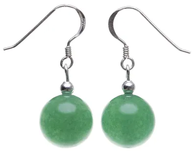 Produktbild von Ohrringe Ohrhänger aus Jade Kugel grün & 925 Silber Ohrschmuck Ohrhaken
