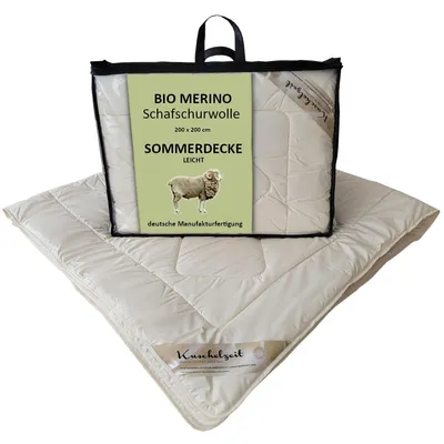 Produktbild von Bio Merino Schafschurwolle Sommerdecke Kuschelzeit kbA und kbT in 200x200 cm