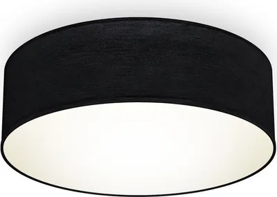 Image de B.K.Licht Plafonnier tissu noir rond Ø30cm avec abat-jour textile E27 sans ampoule design élégant pour salon chambre bureau couloir
