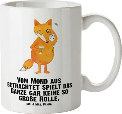 Produktbild von Mr. & Mrs. Panda Riesenkaffeetasse Fuchs Lord - Weiß - Geschenk, Große Teetasse, Schick, Cocktail, Spruch Lustig, Pott, großer becher, Keramiktasse, Tasse Mit Henkel