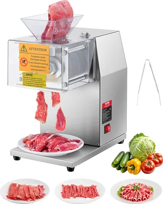 Obrázek produktu pro VEVOR kráječ masa Kráječ masa 850 W 250 kg/h komerční kráječ masa z nerezové oceli o tloušťce 5 mm, elektrický kráječ potravin pro restaurace, supermarkety
