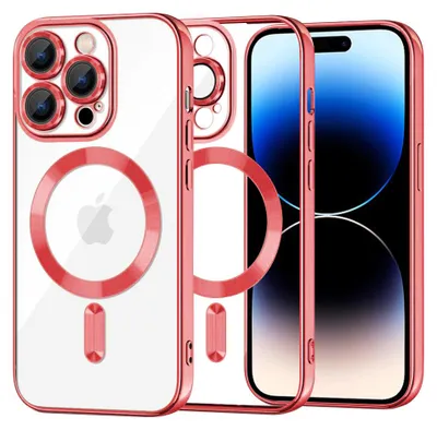 Produktbild von Techsuit Luxury Crystal Back Cover Hülle mit MagSafe für Apple iPhone 14 Pro - Rot
