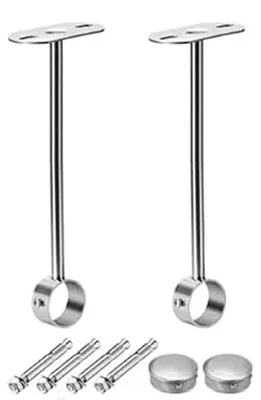 Produktbild von Garderobenstange – 300 mm Höhe – Edelstahl – Halterung für Duschvorhang – 2 Stück – Flanschdesign – Vorhanghalterung