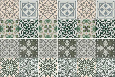 Produktbild von Fliesenaufkleber 20 x 20 cm – 24 Stück – Selbstklebend – Wasserfest – Pflegeleicht – Hitzebeständig – Für Küche & Bad – Pflanzen- und geometrische Motive