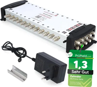 Produktbild von ZEHNDER 9/24 Multischalter für Quattro & Quad LNB, Multiswitch für 2 Satelliten & 24 Teilnehmer (TV, Sat Receiver), 4K Digital Matrix Sat Verteiler, Schüssel Spiegel Antenne