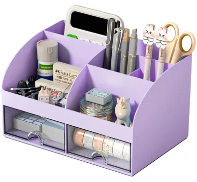 Zdjęcie produktu dla Organizator biurkowy COMFYROOM z 6 przegródkami i 2 szufladami, wykonany z tworzywa sztucznego