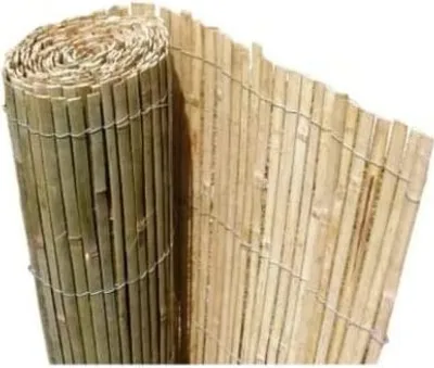 A rolled-up bamboo mat is shown against a white background.