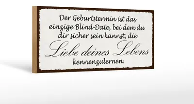 Produktbild von Holzschild Spruch 27x10cm Geburtstermin Liebe des Lebens