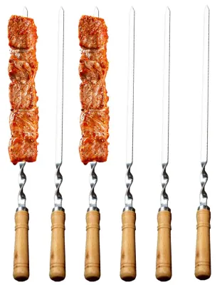 Image de Brochettes en acier inoxydable pour barbecue, avec poignée résistante à la chaleur