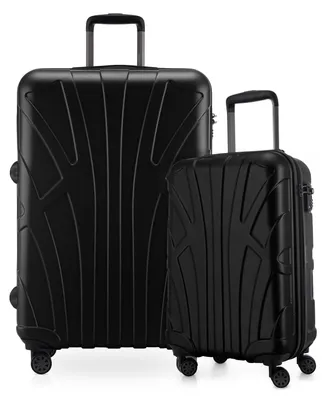 Image de Suitline - Set de 2 valises, bagage de bord trolley 55x35x20 cm + grande valise XL Check-In bagages, 4 doubles roulettes, valises légères femmes hommes ,Noir