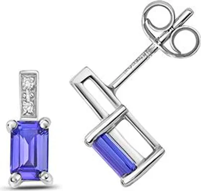 Produktbild von Elegante 9 Karat (375) Weißgold Damen - Diamant Paar Ohrstecker Brillant-Schliff H - PK mit Tansanit - 10mm*4mm; TRS35472
