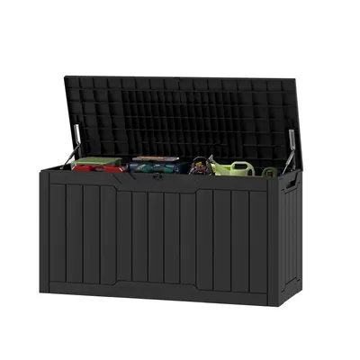 Produktbild von Gartenbox Auflagenbox Kissenbox, 380 L Aufbewahrungsbox für Garten mit Deckel, Schwarz