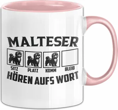 Produktbild von Malteser Hören Aufs Wort Tasse Geschenk Malteser Besitzer Mama Becher (Rosa)