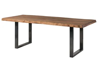 Image de MASSIVMOEBEL24 | Table à manger 180x90 en bois de Sheesham teinté brun mat pieds en U anthracite brillant FREEFORM 5