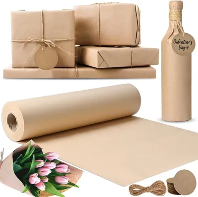 Produktbild von Kraftpapier Set 30 cm × 30 m +30 Kraftpapieretiketten +Jute-Schnur