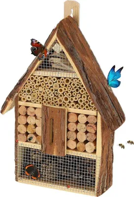 Produktbild von Famanu Insektenhotel Hausform - 405x27x8 cm - Natur