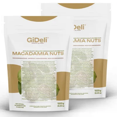 Obrázok produktu pre Orechy makadamové, drvené, 2 kg. Nesolené, vhodné na surovú konzumáciu. Ideálne do müsli, na pečenie. Značka: GiDeli