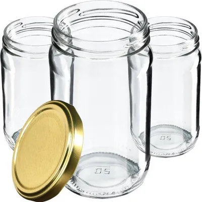 Produktbild von Famanu Einmachgläser 350 ml mit Schraubdeckel - Gold, 10 Stück