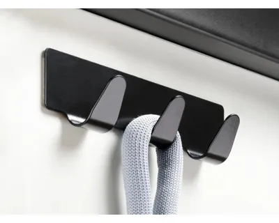 Produktbild von Hettich Hakenleiste Edelstahl 3-reihig 12 x 3,1 cm selbstklebend schwarz matt