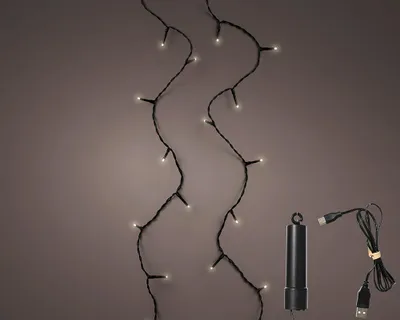 Immagine prodotto di Ghirlanda LED multifunzionale con batteria 100 LED multicolore con cavo nero per esterni 7,4 m