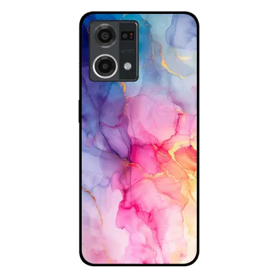 Produktbild von Smartphonica Handyhülle passend für Oppo Reno7 4G mit Marmor  aufdruck - TPU Rückseite Fall Marmor Design - Regenbogen