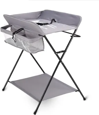 Image de Table à langer pour bébé - Table à langer pliable - Pour le soin du bébé - Dimensions : 80 x 63 cm - Gris foncé