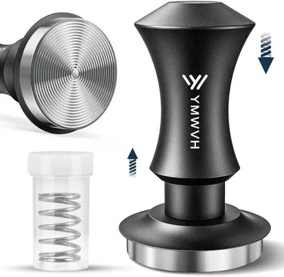 Produktbild von Kaffee-Tamper mit Rippen, 51,5 mm Ø, 30-lb Kalibrier-Tamper mit austauschbarer Feder 20 lb, 100% Edelstahl-Tamper für Barista