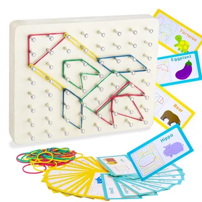 Produktbild von Montessori Spielzeug ab 3 4 5 6 Jahre Geobrett Holz Geoboard