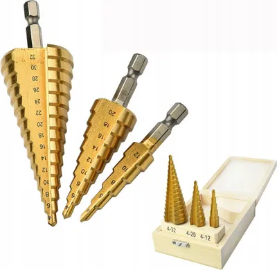 Productafbeelding van ELMAX | Trappenboor, geschikt voor metaal, hout en kunststof, 4-39mm, 3-delig, set trappenboren, titaniumcoating, metaalboormachine, boorset