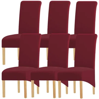 Zdjęcie produktu dla Osłonki na krzesła XL, wysokie oparcie, materiał: spandex, kolor: bordo, zestaw 6 sztuk