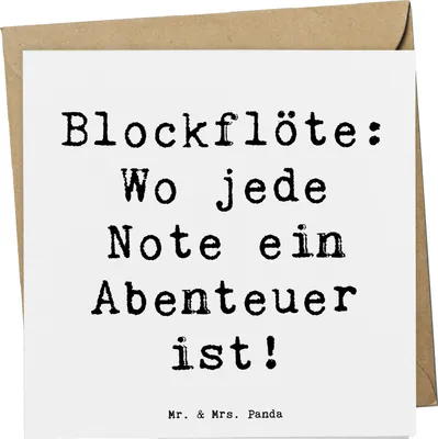 Produktbild von Mr. & Mrs. Panda Grußkarte Spruch Abenteuer Blockflöte - Weiß - Geschenk, Altblockflöte, faltkarte, Musik, Musiker, doppelkarte, Lernen, Sopranblockflöte, anlasskarte