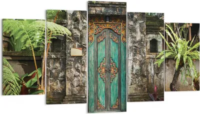 Produktbild von Bild auf Leinwand - Leinwandbild - 5 Teile - Tor Tür Grün - 160x85cm - Wand Bild - Wanddeko - Wandbilder - Leinwanddruck - Bilder - Wanddekoration - Leinwand bilder - Wandbild - EA160x85-5078