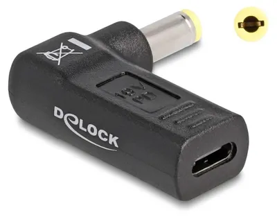Immagine prodotto di Delock Adapter für Notebook Ladekabel USB Type-C™ Buchse zu 5,5 x 2,5 mm Stecker 90° gewinkelt