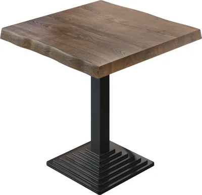 Produktbild von PPY | Bistro Baumkanten Tisch | Quadratisch | 70 x 70 x 81 cm | Walnuß / Schwarz | Bistrotisch Gastro Tisch