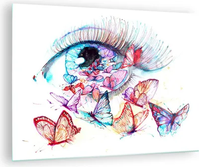 Produktbild von Bilder auf glas - Auge Butterflys Fantasie Fantasie - 70x50cm - Glasbilder - Wandbilder - Kunstdruck - zum Aufhängen bereit - Wanddekoration aus Glas - Glas Bilder - Wandbild auf Glas - GAA70x50-3096