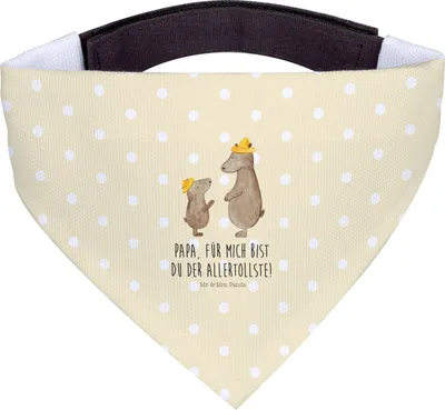Produktbild von Mr. & Mrs. Panda Bandana für Hunde Bären mit Hut - Gelb Pastell - Geschenk, Halstuch, Hundeschal, Papa, Familie, Lieblingsmensch, Hundehalstuch, Tuch, Vatertag, Muttertag