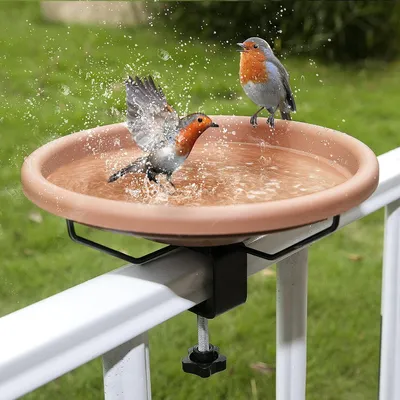 Productafbeelding van Vogelbad Kom - Balkon Vogelbad - Vogels Voeren - Verstelbare Klem - 30 cm - Zwart